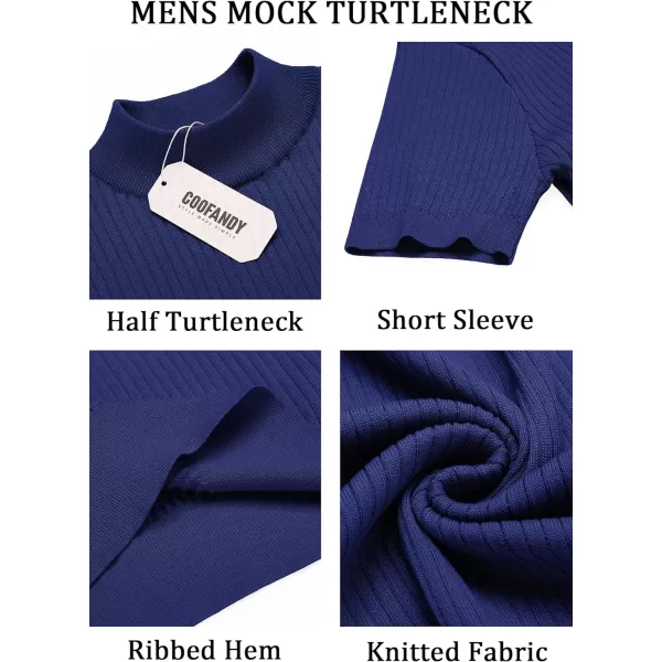 COOFANDY Men's Mock Turtleneck Sweater Short Sleeve Casual Basic Pullover Sweater Ribbed Knit Pullover Solid Tee
