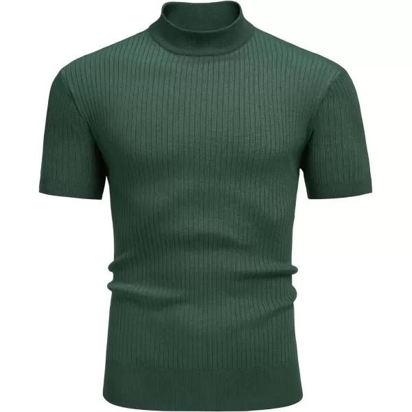 COOFANDY Men's Mock Turtleneck Sweater Short Sleeve Casual Basic Pullover Sweater Ribbed Knit Pullover Solid Tee