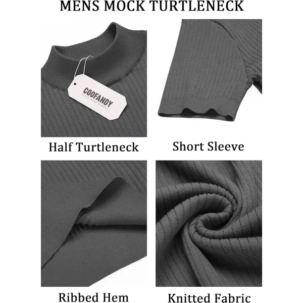 COOFANDY Men's Mock Turtleneck Sweater Short Sleeve Casual Basic Pullover Sweater Ribbed Knit Pullover Solid Tee