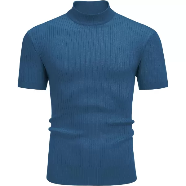 COOFANDY Men's Mock Turtleneck Sweater Short Sleeve Casual Basic Pullover Sweater Ribbed Knit Pullover Solid Tee