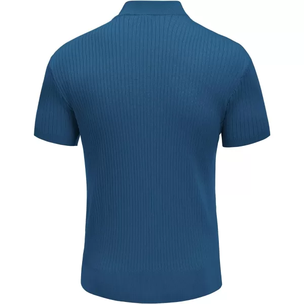 COOFANDY Men's Mock Turtleneck Sweater Short Sleeve Casual Basic Pullover Sweater Ribbed Knit Pullover Solid Tee