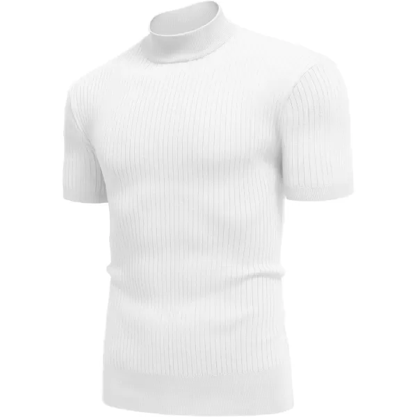 COOFANDY Men's Mock Turtleneck Sweater Short Sleeve Casual Basic Pullover Sweater Ribbed Knit Pullover Solid Tee
