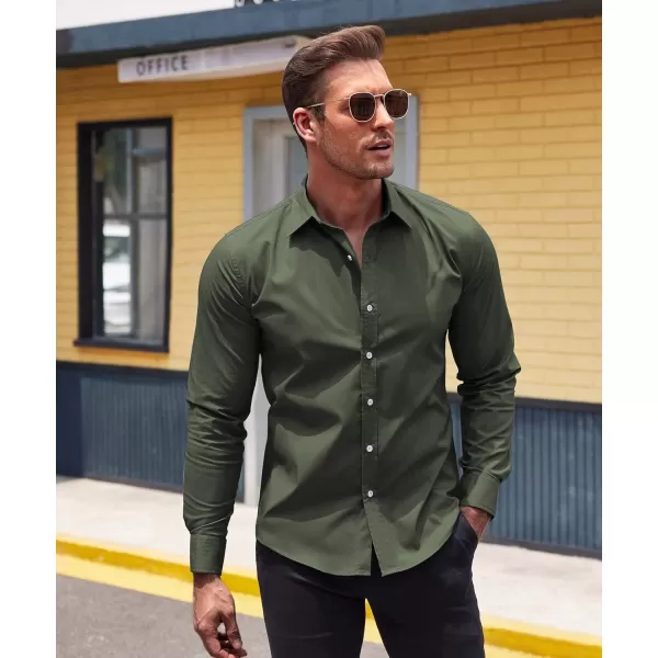 COOFANDY Men's Muscle Fit Dress Shirt Wrinkle Free Long Sleeve Button Down Shirt
