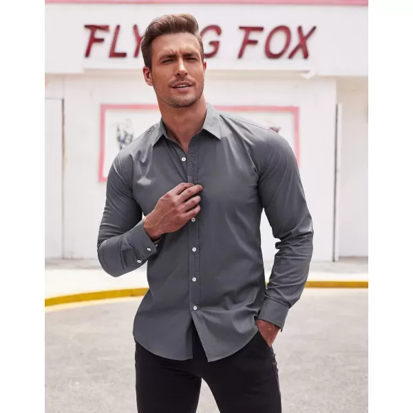 COOFANDY Men's Muscle Fit Dress Shirt Wrinkle Free Long Sleeve Button Down Shirt