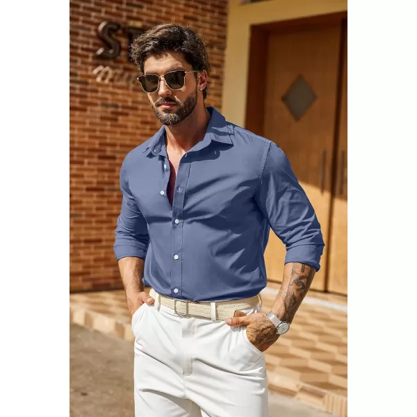 COOFANDY Men's Muscle Fit Dress Shirt Wrinkle Free Long Sleeve Button Down Shirt