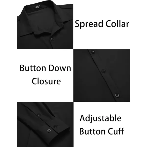 COOFANDY Men's Muscle Fit Dress Shirts Stretch Wrinkle-Free Long Sleeve Casual Button Down Shirts