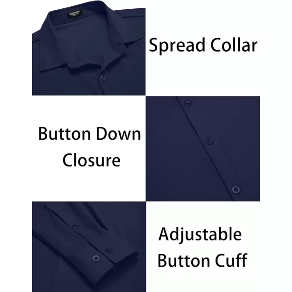 COOFANDY Men's Muscle Fit Dress Shirts Stretch Wrinkle-Free Long Sleeve Casual Button Down Shirts