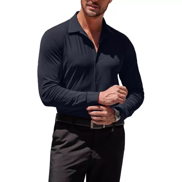 COOFANDY Men's Muscle Fit Dress Shirts Stretch Wrinkle-Free Long Sleeve Casual Button Down Shirts