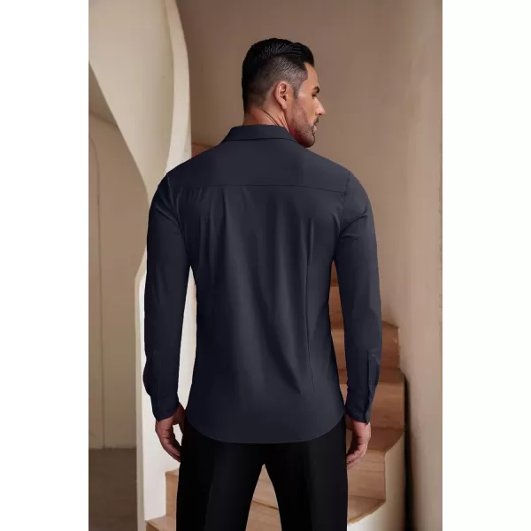 COOFANDY Men's Muscle Fit Dress Shirts Stretch Wrinkle-Free Long Sleeve Casual Button Down Shirts
