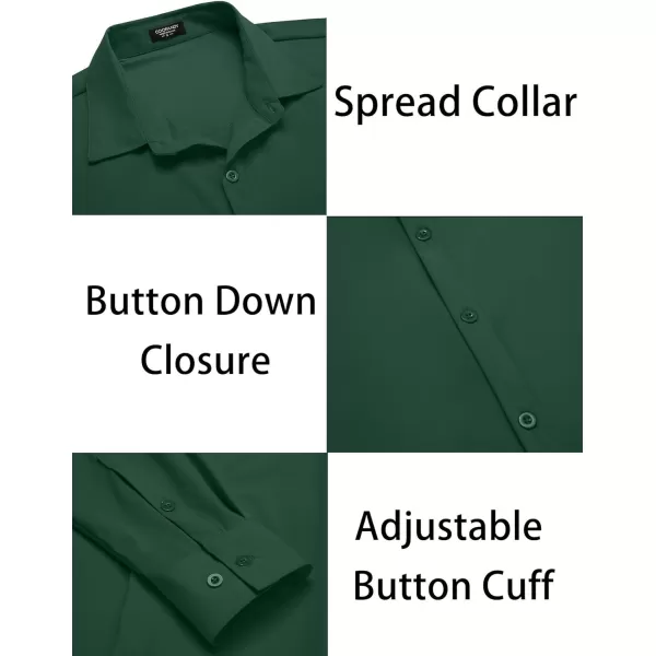 COOFANDY Men's Muscle Fit Dress Shirts Stretch Wrinkle-Free Long Sleeve Casual Button Down Shirts