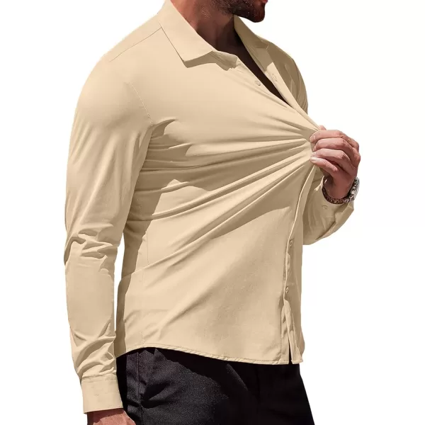 COOFANDY Men's Muscle Fit Dress Shirts Stretch Wrinkle-Free Long Sleeve Casual Button Down Shirts