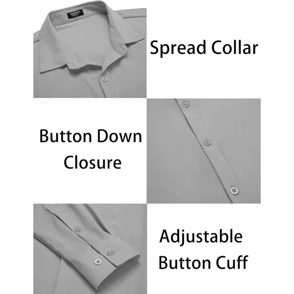 COOFANDY Men's Muscle Fit Dress Shirts Stretch Wrinkle-Free Long Sleeve Casual Button Down Shirts