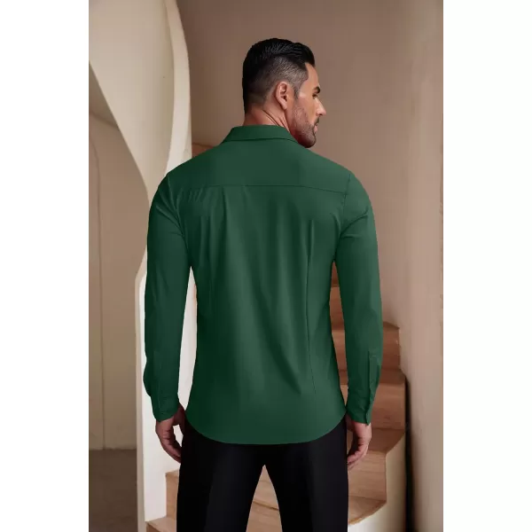 COOFANDY Men's Muscle Fit Dress Shirts Stretch Wrinkle-Free Long Sleeve Casual Button Down Shirts