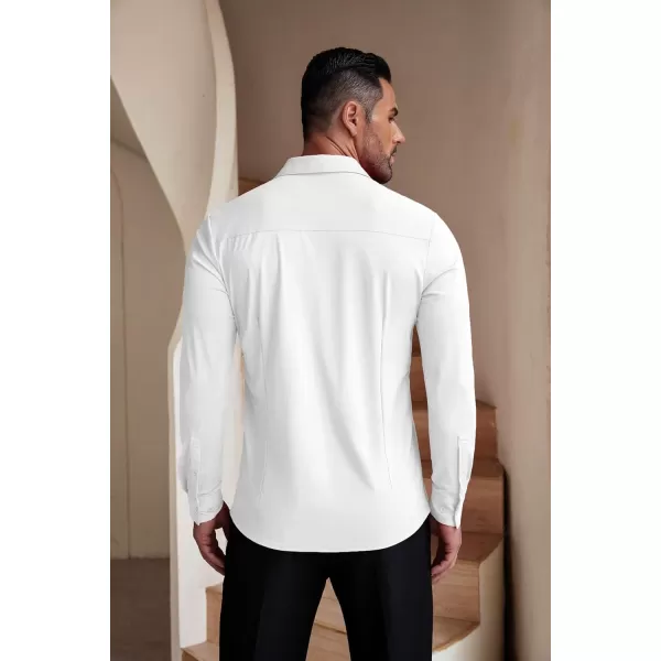 COOFANDY Men's Muscle Fit Dress Shirts Stretch Wrinkle-Free Long Sleeve Casual Button Down Shirts