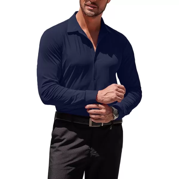 COOFANDY Men's Muscle Fit Dress Shirts Stretch Wrinkle-Free Long Sleeve Casual Button Down Shirts