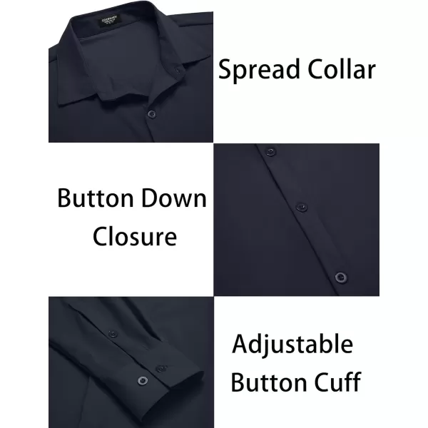 COOFANDY Men's Muscle Fit Dress Shirts Stretch Wrinkle-Free Long Sleeve Casual Button Down Shirts