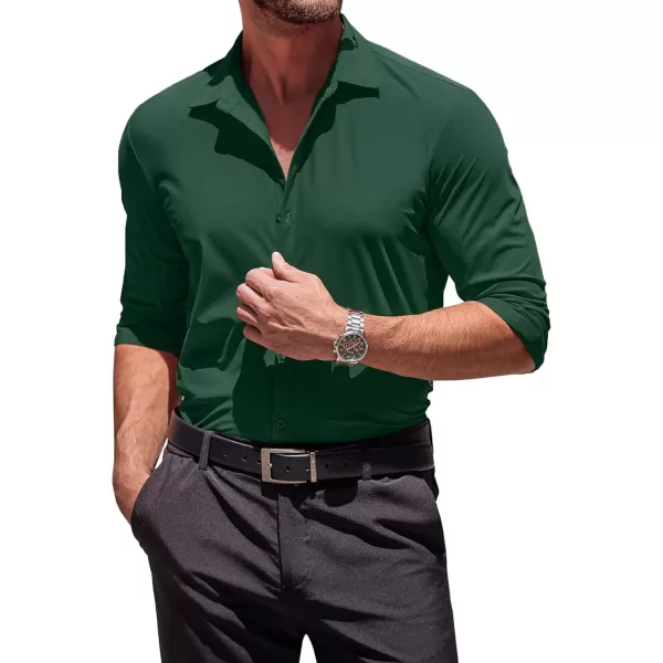 COOFANDY Men's Muscle Fit Dress Shirts Stretch Wrinkle-Free Long Sleeve Casual Button Down Shirts