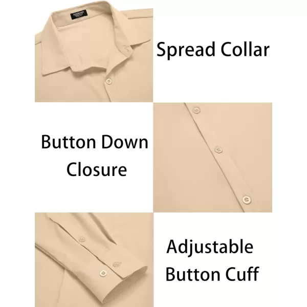 COOFANDY Men's Muscle Fit Dress Shirts Stretch Wrinkle-Free Long Sleeve Casual Button Down Shirts