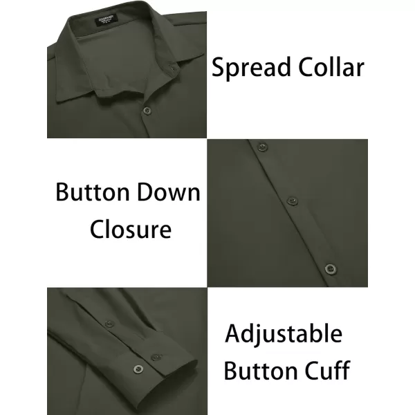 COOFANDY Men's Muscle Fit Dress Shirts Stretch Wrinkle-Free Long Sleeve Casual Button Down Shirts