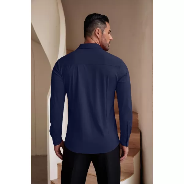 COOFANDY Men's Muscle Fit Dress Shirts Stretch Wrinkle-Free Long Sleeve Casual Button Down Shirts