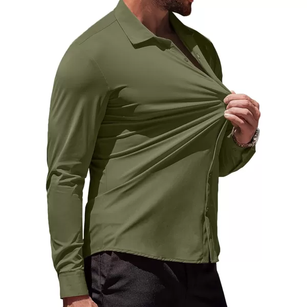 COOFANDY Men's Muscle Fit Dress Shirts Stretch Wrinkle-Free Long Sleeve Casual Button Down Shirts