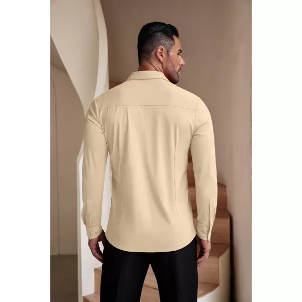 COOFANDY Men's Muscle Fit Dress Shirts Stretch Wrinkle-Free Long Sleeve Casual Button Down Shirts