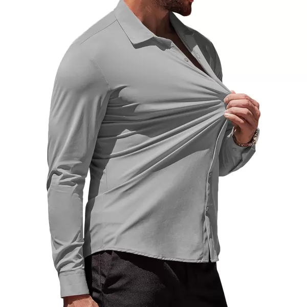 COOFANDY Men's Muscle Fit Dress Shirts Stretch Wrinkle-Free Long Sleeve Casual Button Down Shirts
