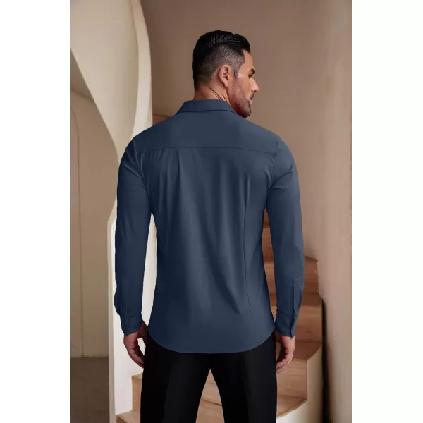 COOFANDY Men's Muscle Fit Dress Shirts Stretch Wrinkle-Free Long Sleeve Casual Button Down Shirts