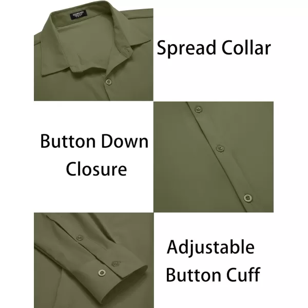 COOFANDY Men's Muscle Fit Dress Shirts Stretch Wrinkle-Free Long Sleeve Casual Button Down Shirts