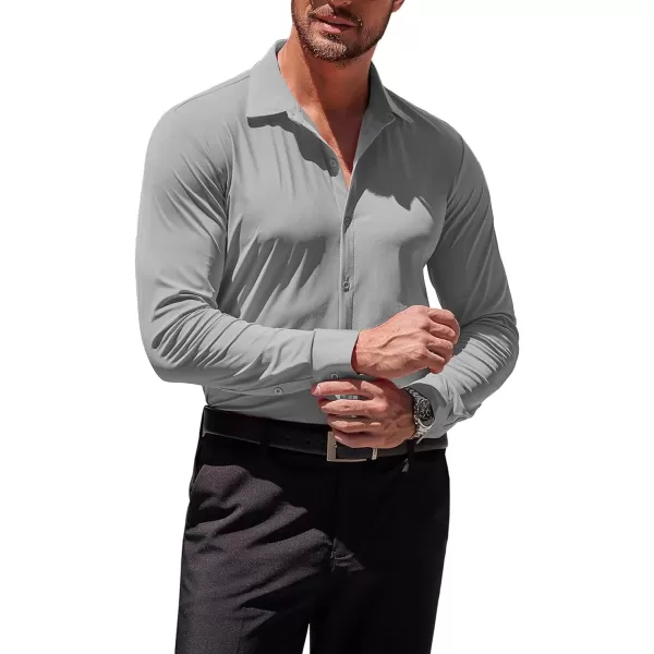 COOFANDY Men's Muscle Fit Dress Shirts Stretch Wrinkle-Free Long Sleeve Casual Button Down Shirts