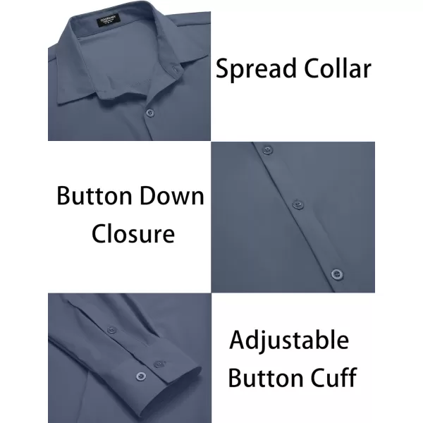 COOFANDY Men's Muscle Fit Dress Shirts Stretch Wrinkle-Free Long Sleeve Casual Button Down Shirts