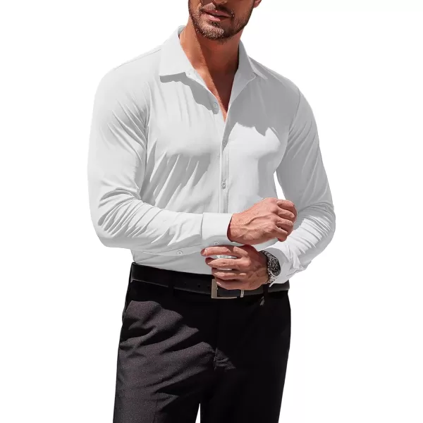 COOFANDY Men's Muscle Fit Dress Shirts Stretch Wrinkle-Free Long Sleeve Casual Button Down Shirts