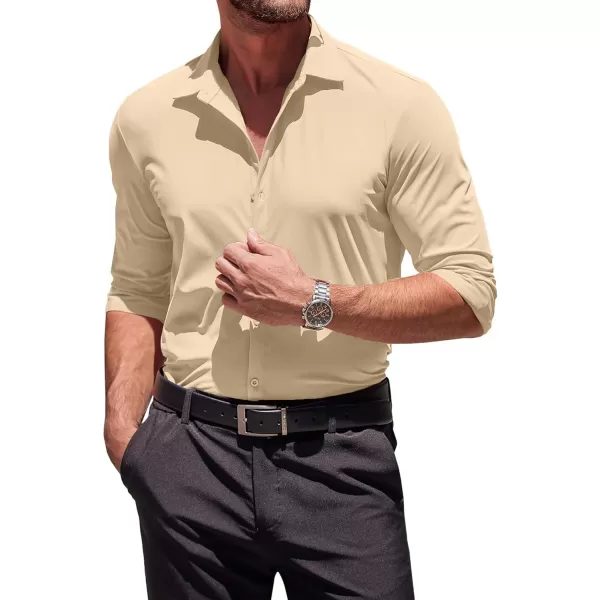 COOFANDY Men's Muscle Fit Dress Shirts Stretch Wrinkle-Free Long Sleeve Casual Button Down Shirts