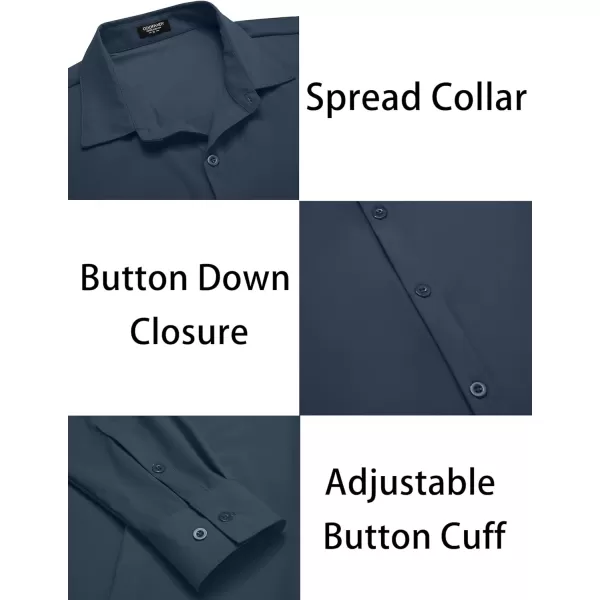 COOFANDY Men's Muscle Fit Dress Shirts Stretch Wrinkle-Free Long Sleeve Casual Button Down Shirts