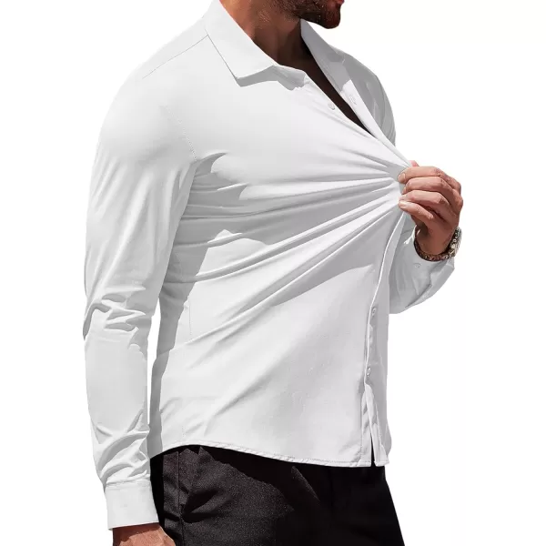 COOFANDY Men's Muscle Fit Dress Shirts Stretch Wrinkle-Free Long Sleeve Casual Button Down Shirts