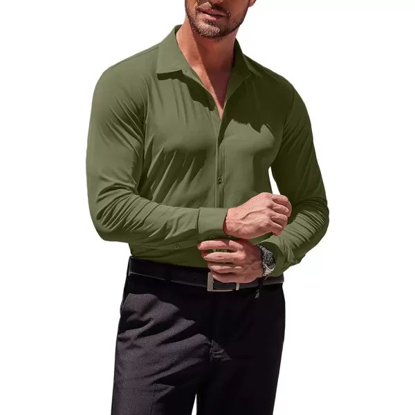 COOFANDY Men's Muscle Fit Dress Shirts Stretch Wrinkle-Free Long Sleeve Casual Button Down Shirts
