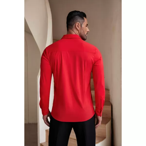 COOFANDY Men's Muscle Fit Dress Shirts Stretch Wrinkle-Free Long Sleeve Casual Button Down Shirts
