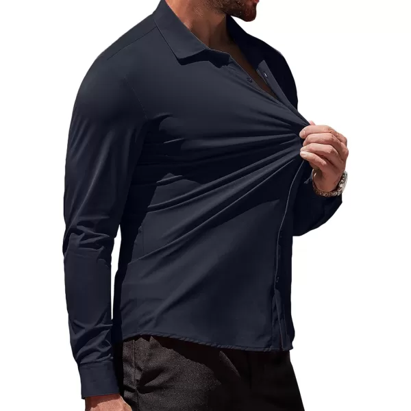 COOFANDY Men's Muscle Fit Dress Shirts Stretch Wrinkle-Free Long Sleeve Casual Button Down Shirts