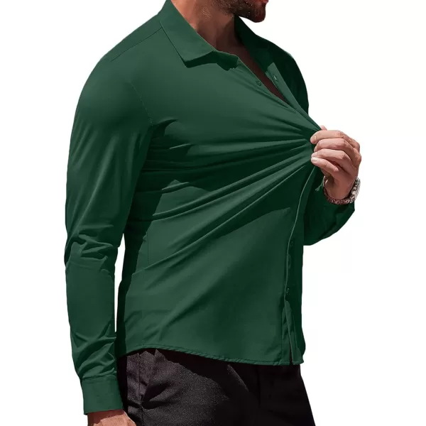 COOFANDY Men's Muscle Fit Dress Shirts Stretch Wrinkle-Free Long Sleeve Casual Button Down Shirts