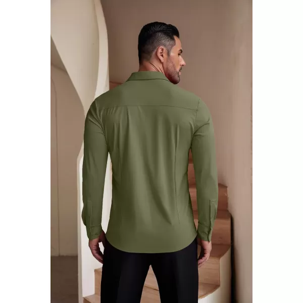 COOFANDY Men's Muscle Fit Dress Shirts Stretch Wrinkle-Free Long Sleeve Casual Button Down Shirts