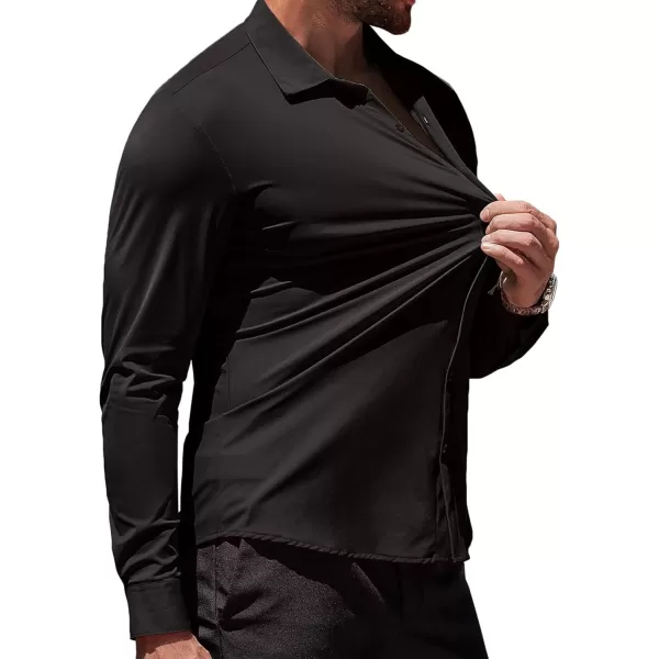 COOFANDY Men's Muscle Fit Dress Shirts Stretch Wrinkle-Free Long Sleeve Casual Button Down Shirts