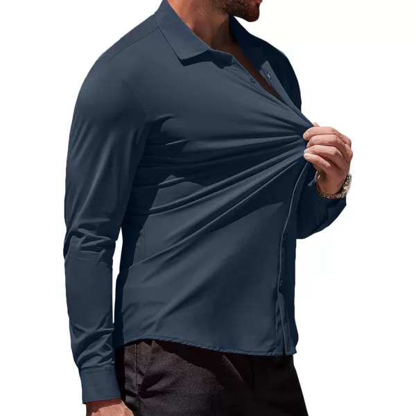 COOFANDY Men's Muscle Fit Dress Shirts Stretch Wrinkle-Free Long Sleeve Casual Button Down Shirts