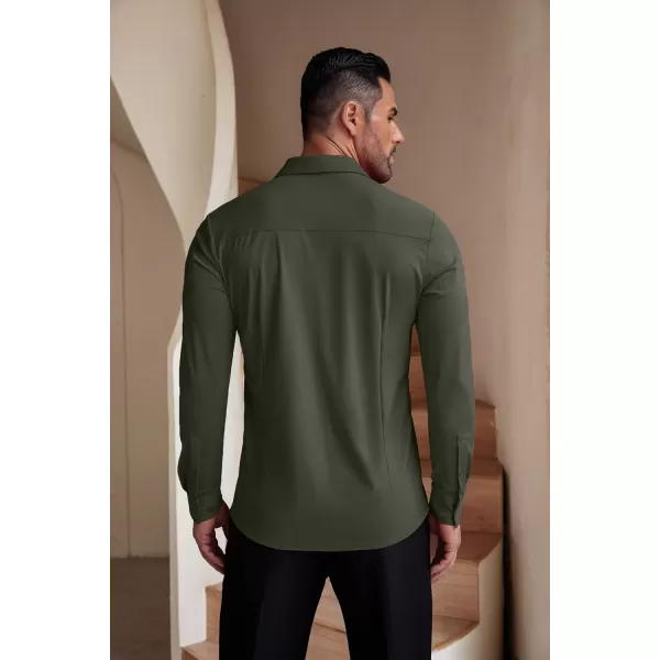 COOFANDY Men's Muscle Fit Dress Shirts Stretch Wrinkle-Free Long Sleeve Casual Button Down Shirts