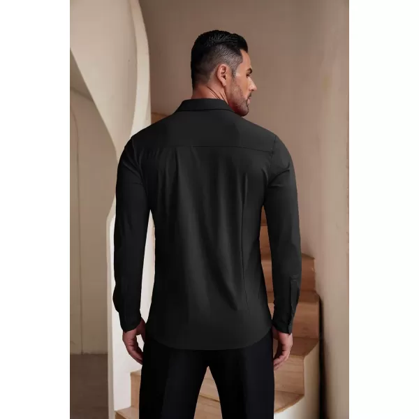 COOFANDY Men's Muscle Fit Dress Shirts Stretch Wrinkle-Free Long Sleeve Casual Button Down Shirts