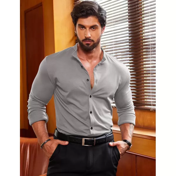 COOFANDY Mens Muscle Fit Dress Shirts Wrinkle Free Long Sleeve Casual Button Down Shirts