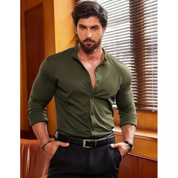 COOFANDY Mens Muscle Fit Dress Shirts Wrinkle Free Long Sleeve Casual Button Down Shirts