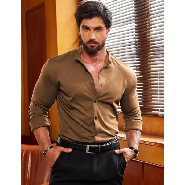 COOFANDY Mens Muscle Fit Dress Shirts Wrinkle Free Long Sleeve Casual Button Down Shirts