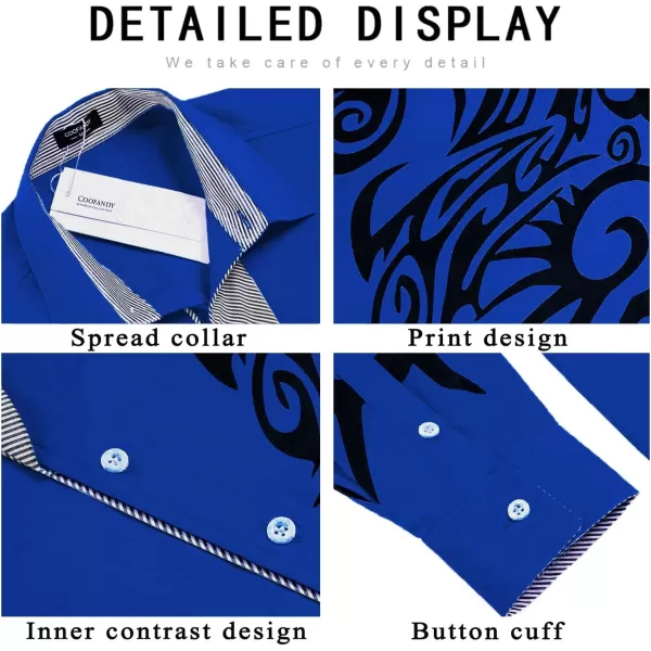 COOFANDY Men's Print Button Down Dress Shirt Fashion Long Sleeve Casual Shirts