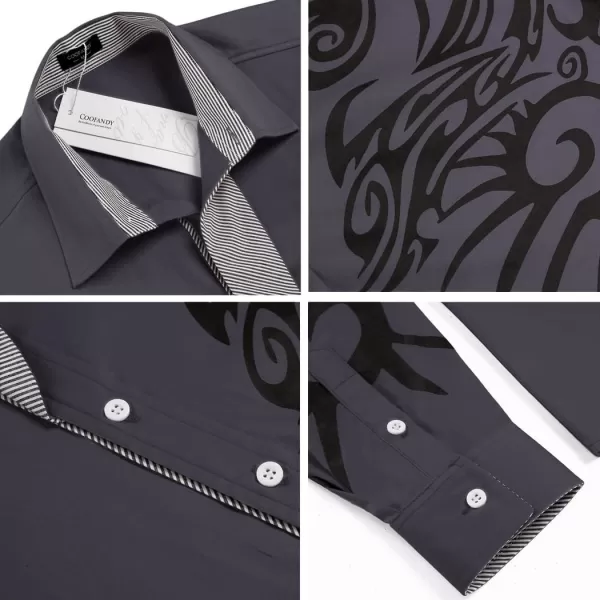 COOFANDY Men's Print Button Down Dress Shirt Fashion Long Sleeve Casual Shirts