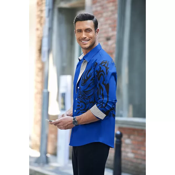 COOFANDY Men's Print Button Down Dress Shirt Fashion Long Sleeve Casual Shirts